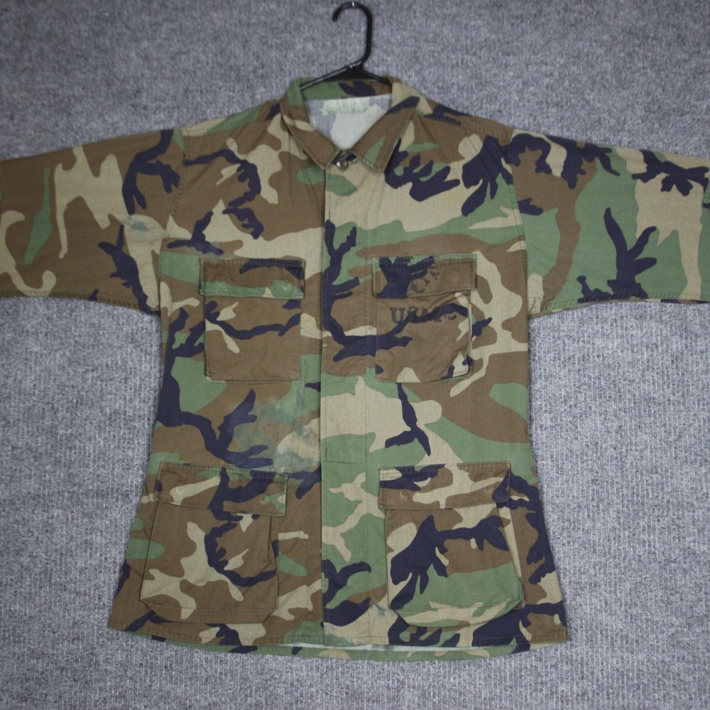 US Army Woodland Camo Field Jacket Utility Coat Military Mens Large Regular